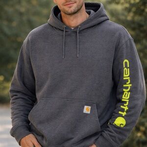 Carhartt Men's Charcoal Hoodie with Neon Accents
